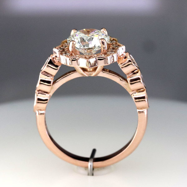 Custom styled halo rose gold ring 3