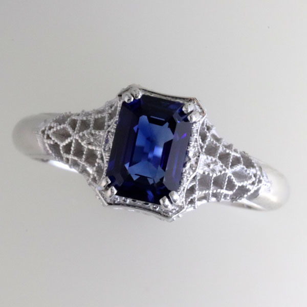 Filigree sapphire engagement ring 2
