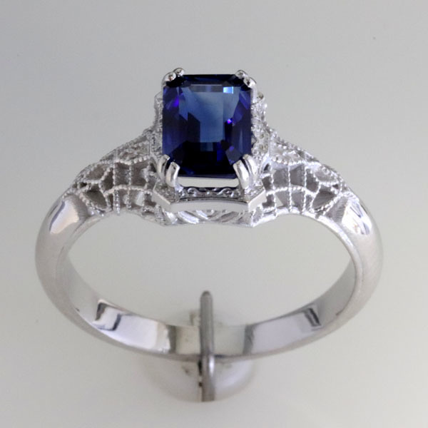 Filigree sapphire engagement ring 3