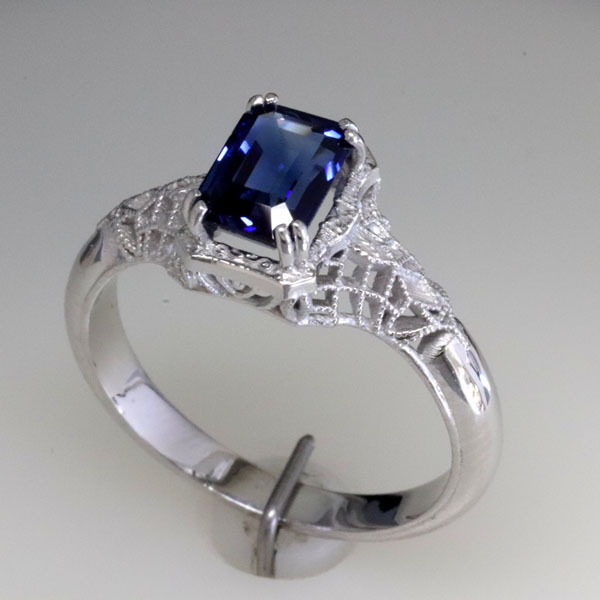 Filigree sapphire engagement ring 4