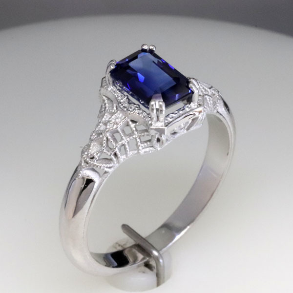 Filigree sapphire engagement ring 5