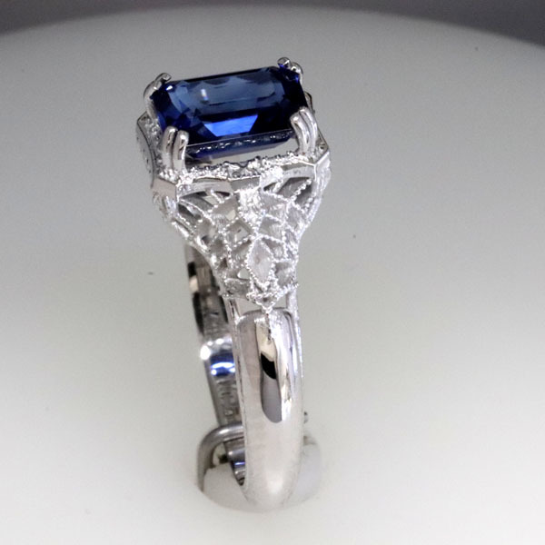 Filigree sapphire engagement ring 6