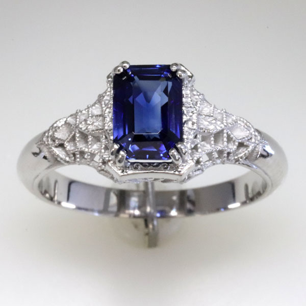 Filigree sapphire engagement ring 7