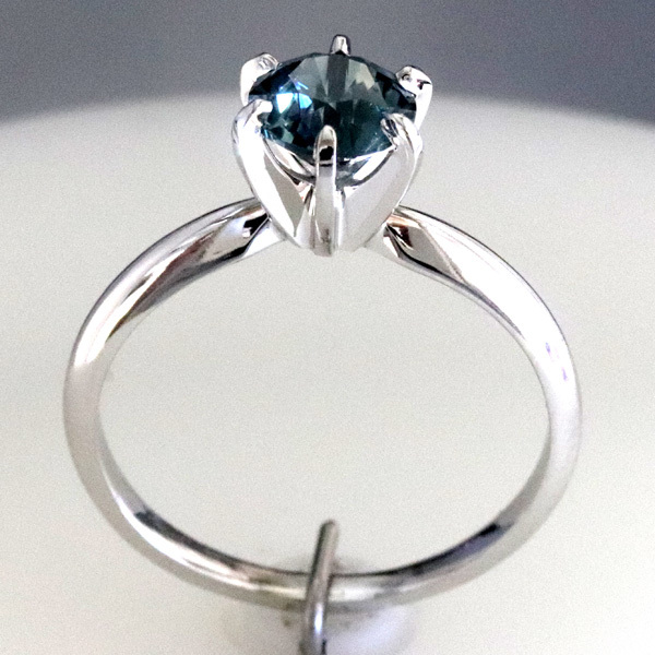 Solitaire blue green sapphire montana engagement ring 2