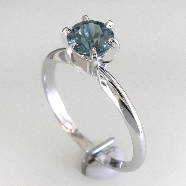 Solitaire blue green sapphire montana engagement ring 1