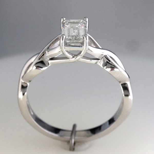 1 carat emerald cut diamond infinity engagement ring 3