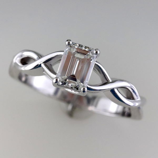 1 carat emerald cut diamond infinity engagement ring 4