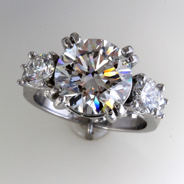 Accented 3 carat round diamond engagement ring 1