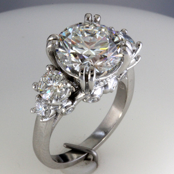 Accented 3 carat round diamond engagement ring 4