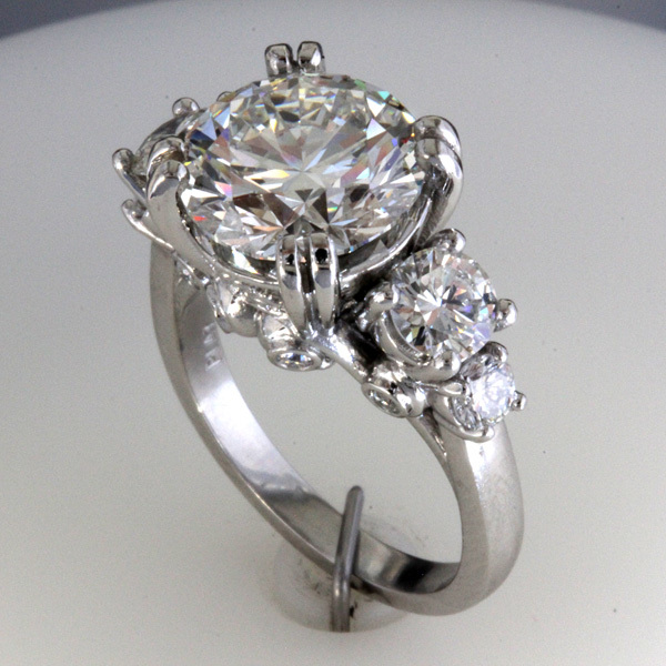 Accented 3 carat round diamond engagement ring 3