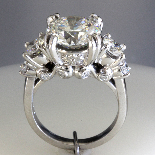 Accented 3 carat round diamond engagement ring 2
