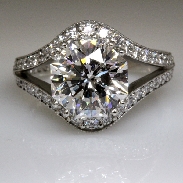 3 carat octagon diamond split shank wedding ring