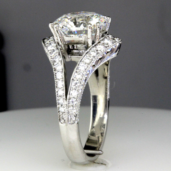3 carat octagon diamond split shank wedding ring 5