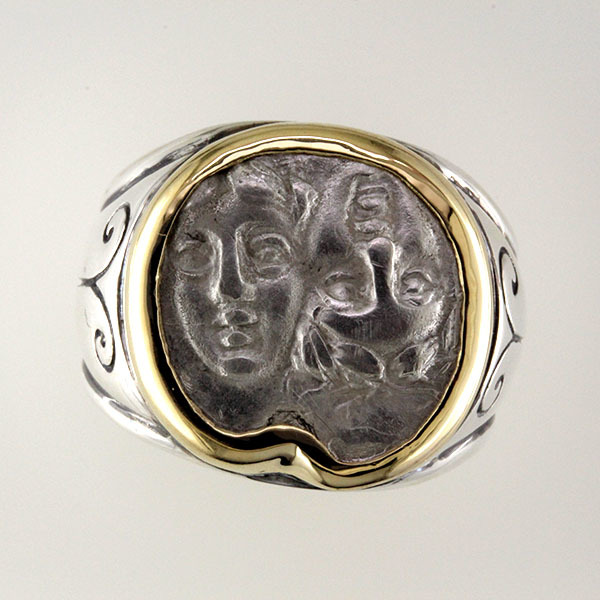 Greek coin ring silver 1