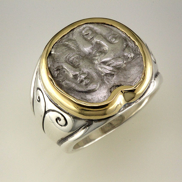 Greek coin ring silver 2