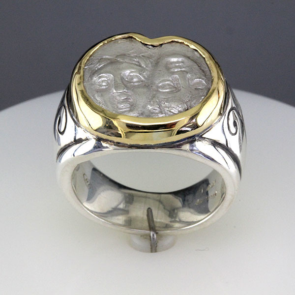 Greek coin ring silver 3
