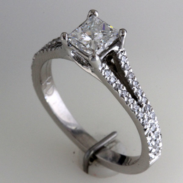Princess cut engagement ring split shank 1