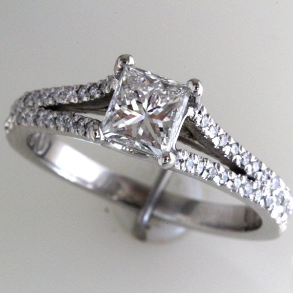 Princess cut engagement ring split shank 7