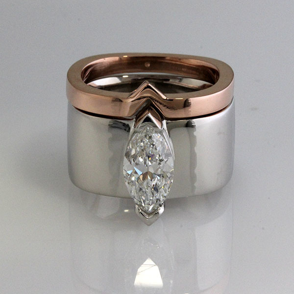 2 carat marquise diamond wide engagement ring 1