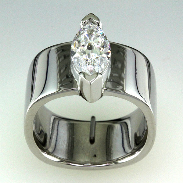 2 carat marquise diamond wide engagement ring 2