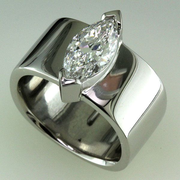 2 carat marquise diamond wide engagement ring 3