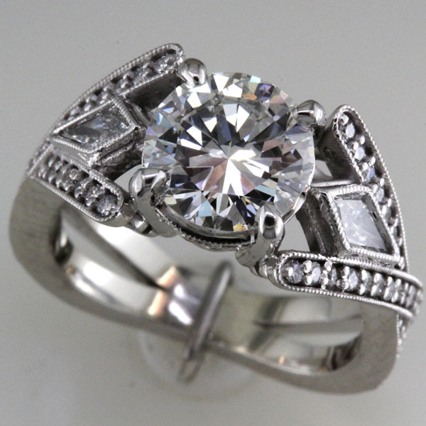 Kite shaped diamond engagement ring 1