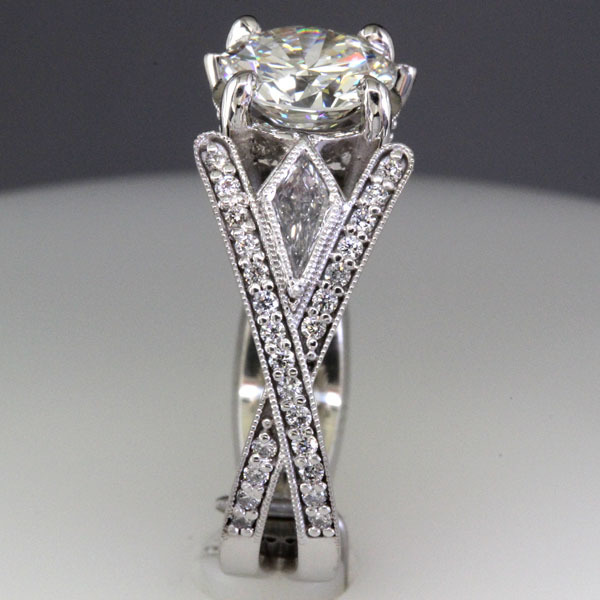 Kite shaped diamond engagement ring 2