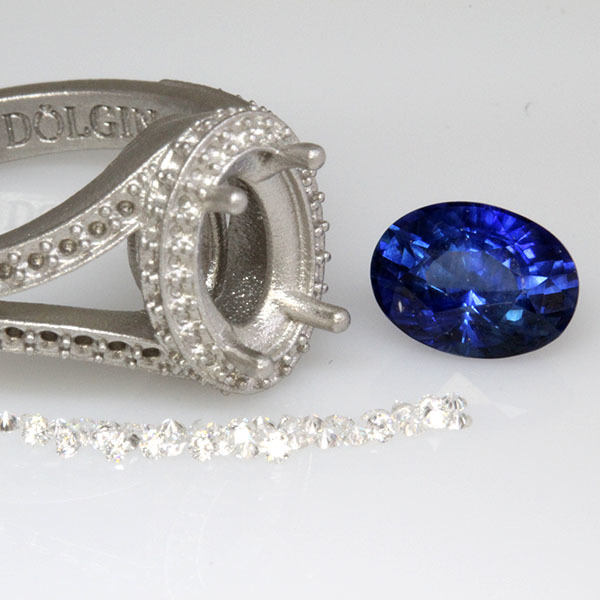 Sapphire engagement ring halo diamond 1