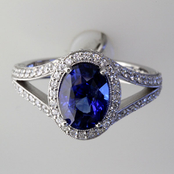 Sapphire engagement ring halo diamond 2