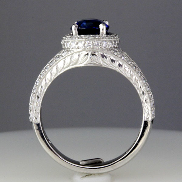 Sapphire engagement ring halo diamond 3