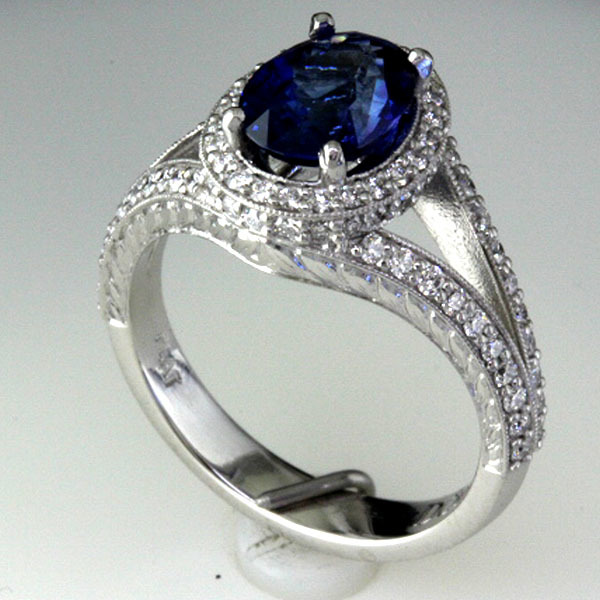 Sapphire engagement ring halo diamond 4