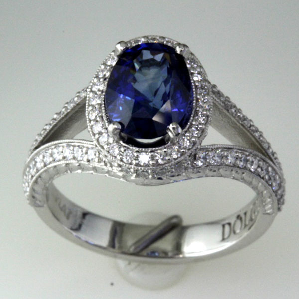 Sapphire engagement ring halo diamond 5